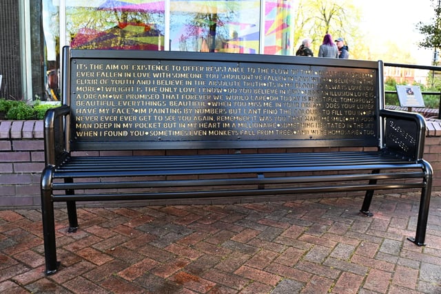 A specially created bench was unveiled in memory and tribute to Buzzcocks frontman Pete Shelley, to mark his 69th birthday, in a project partnership between the Pete Shelley Memorial Campaign (PSMC) and Wigan Council.  The bench displays 17 lyrics written by Pete, suggested by fans and is located outside Leigh Library and faces the large mural of Pete that was created in 2022.