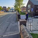 The polling station sign being put up at St Francis's Church, Kitt Green, before the general election polls opened this morning (July 4)