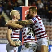 Liam Farrell celebrates his try