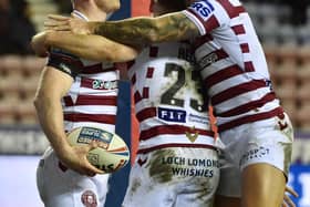Liam Farrell celebrates his try