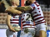 Liam Farrell celebrates his try