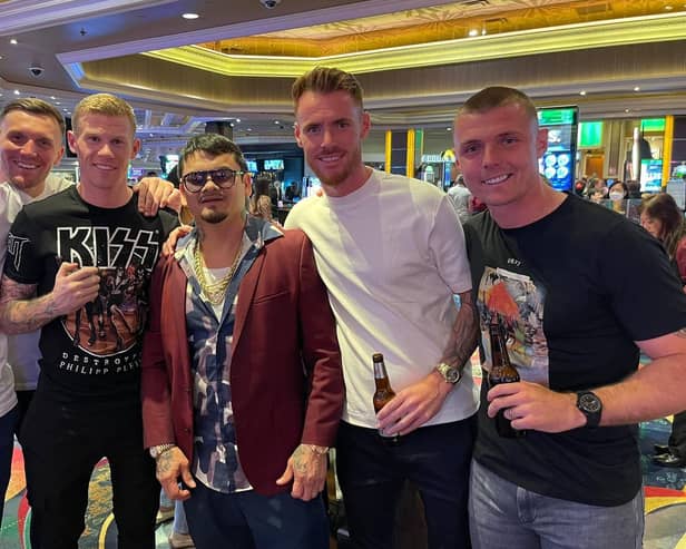 Max Power (far right) enjoyed his downtime in Las Vegas