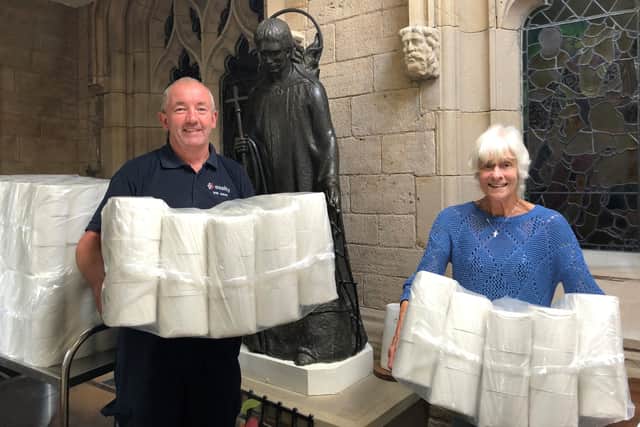 Mark Jackson delivers toilet roll to St Laurence's