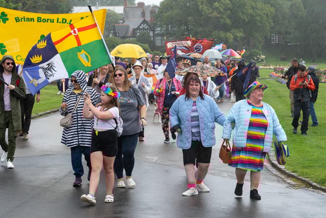 Wigan Pride parade through the streets of Wigan