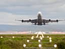 A flight taking to the skies at Manchester Airport