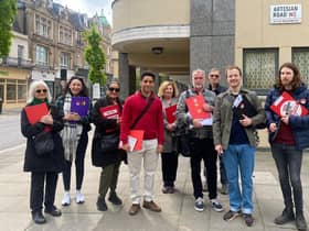 James Small-Edwards (in red) on the campaign trail