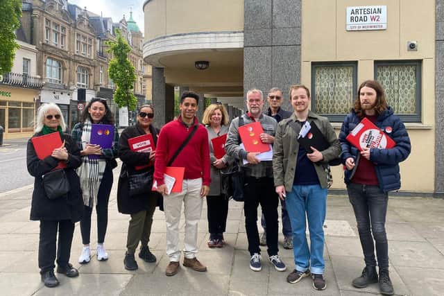 James Small-Edwards (in red) on the campaign trail