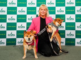 Karen Jones with dogs Riot, left and Rosie