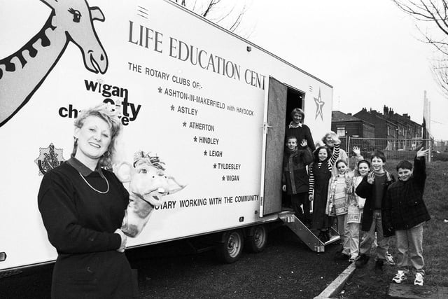 RETRO 1995 - The Life Education mobile classroom arrives at St Patrick's primary school Scholes.