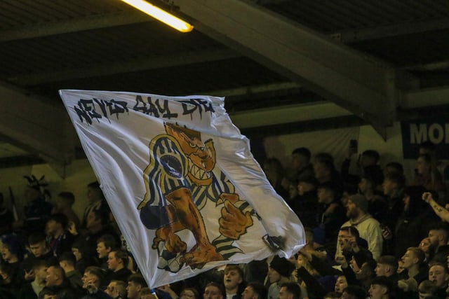 Hartlepool United's club motto in full swing at the Suit Direct Stadium. Picture by Martin Swinney