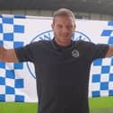 Paul Mullin gets used to his new surroundings at the Brick Community Stadium