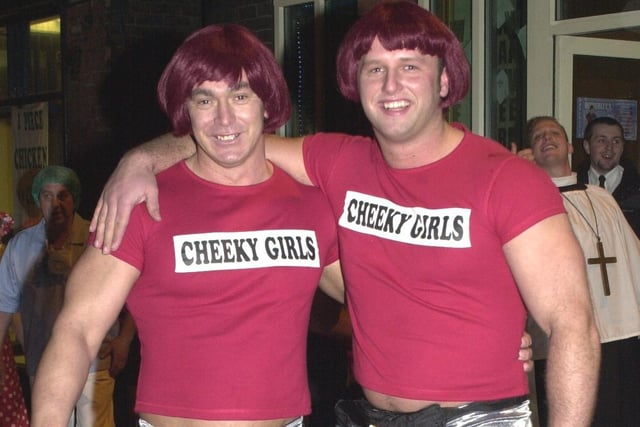 The Cheeky Girls in King Street for the traditional Boxing Day fancy dress in 2003