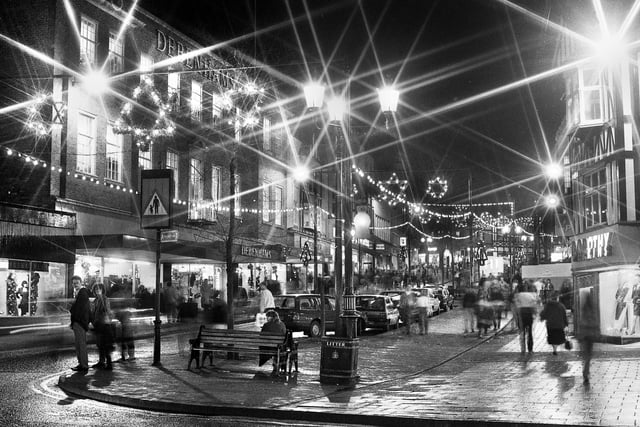 Standishgate after the switch on of the Christmas lights on Thursday 17th of November 1988.