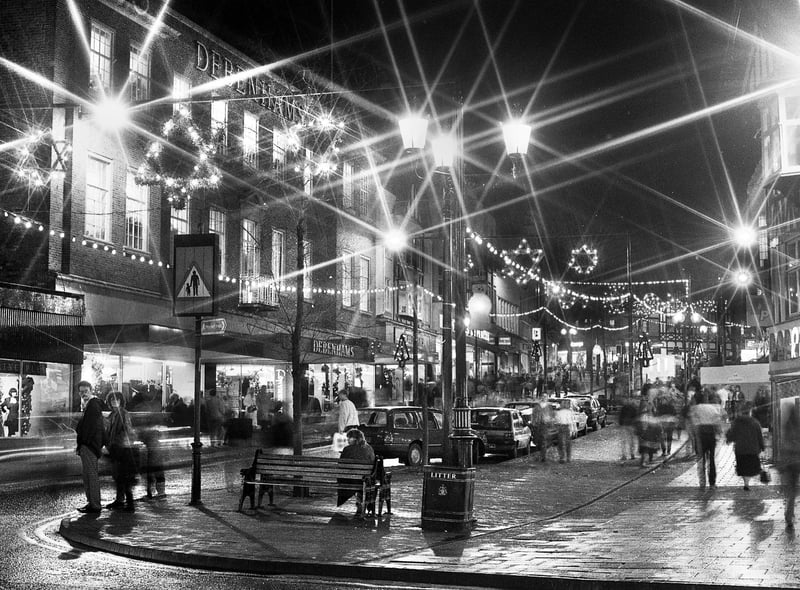Standishgate after the switch on of the Christmas lights on Thursday 17th of November 1988.