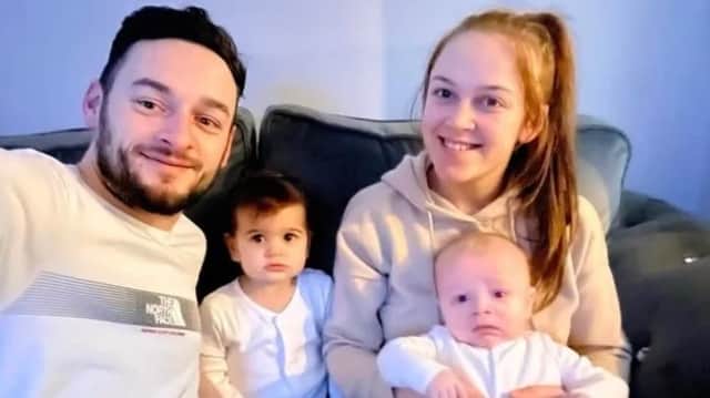 Gaz Lancaster with fiancee Tandia Constantine and their children Annie and Albert