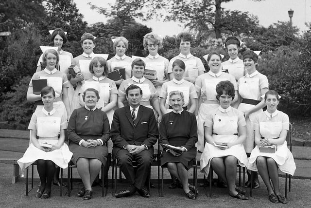 Nurses at Wigan Infirmary receive their qualification certificates in May 1968