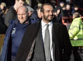 Latics chairman Talal Al Hammad (right), pictured with club doctor Jonathan Tobin midway through last season