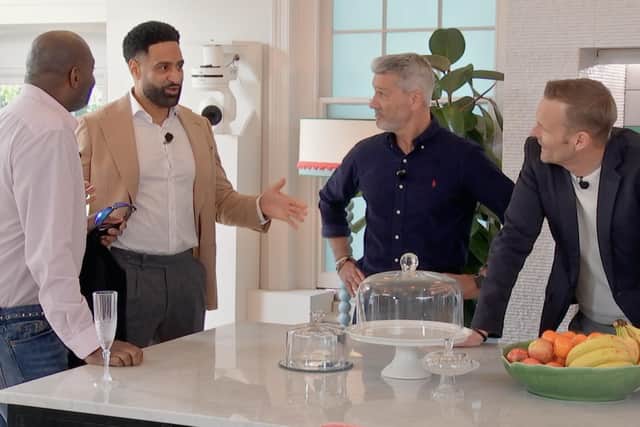 Singletons Clayton, Paul, Roger and Elliott look for that special someone on My Mum, Your Dad, the new ITV dating show hosted by Davina McCall (Picture: ITV)