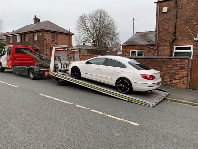 One of the cars seized by police