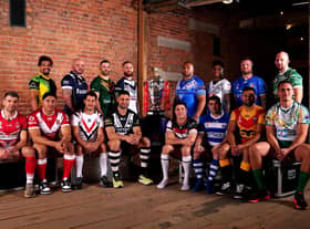 (Top row, left to right) Jamaica's Ashton Golding, Scotland's Dale Ferguson, Australia's James Tedesco, England's Sam Tomkins, Samoa's Junior Paulo, Fiji's Kevin Naiqama, Italy's Nathan Brown and Ireland's George King. (Bottom row, left to right) Wales' Elliot Kear, Tonga's Jason Taumalolo, France's Benjamin Garcia, New Zealand's Jesse Bromwich, Lebanon's Mitchell Moses, Greece's Jordan Meads, Papua New Guinea's Rhyse Martin and The Cook Island's Brad Takairangi during the Rugby League World Cup 2021 tournament launch at the Museum of Science and Industry in Manchester.