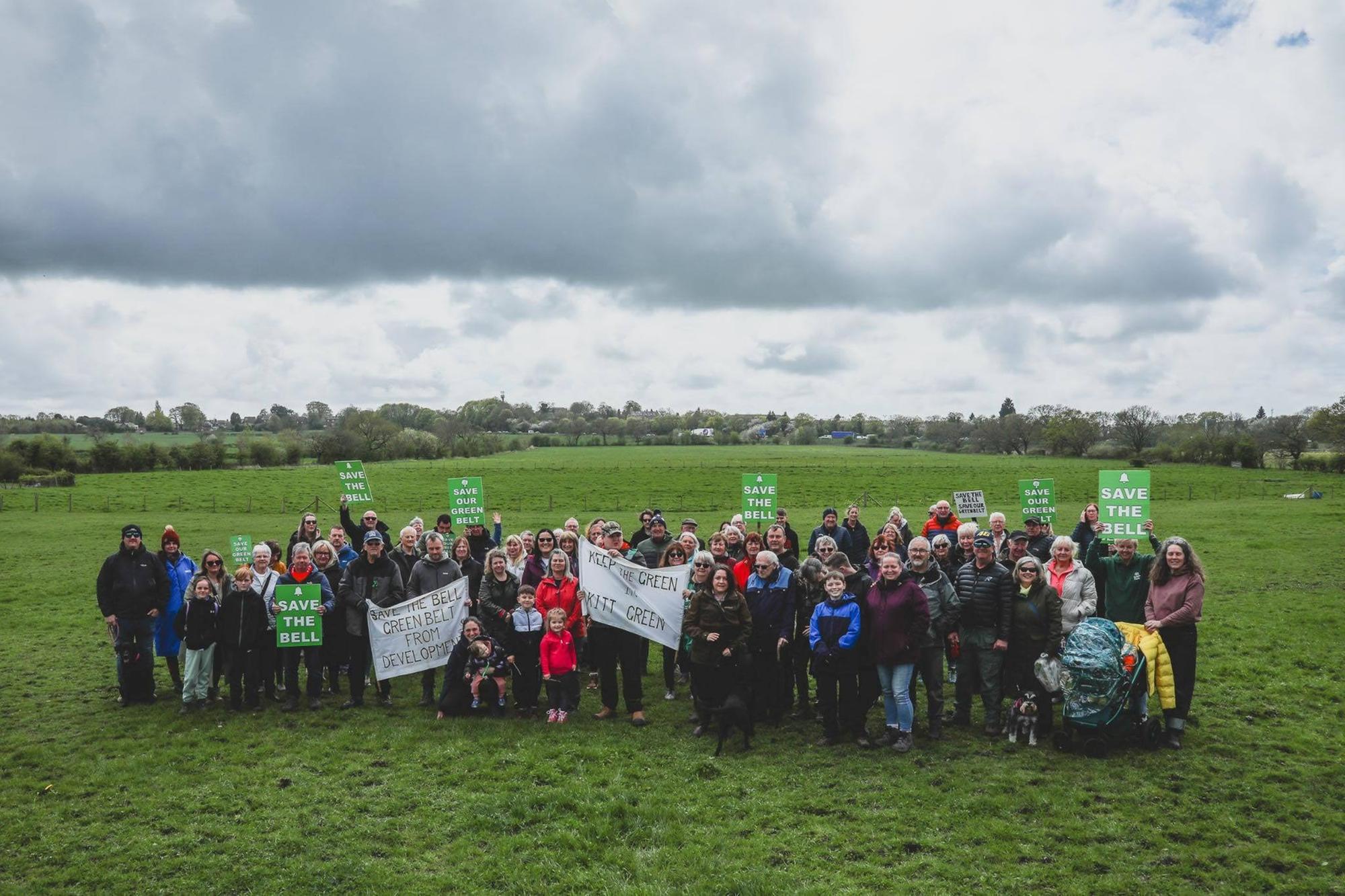 Protest against planned development of Wigan green belt land which acts ...