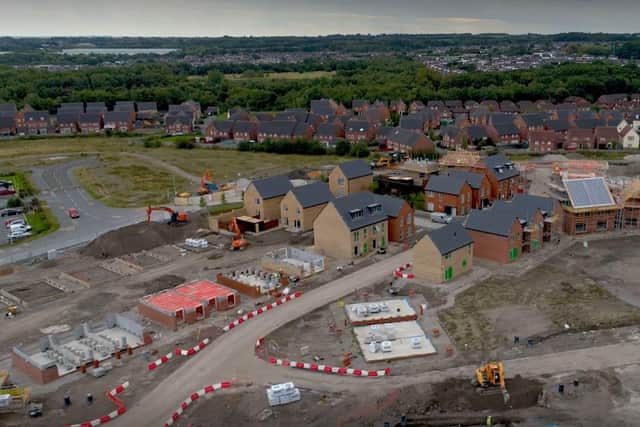An aerial photograph of housing being built on the former Pemberton Colliery site