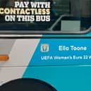A shot of one of the Arriva buses paying homage to Ella Toone's success this summer.