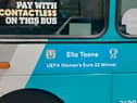 A shot of one of the Arriva buses paying homage to Ella Toone's success this summer.