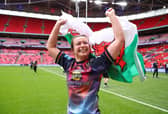 Wales international Carys Marsh celebrates Wigan Warriors' Challenge Cup win at Wembley Stadium