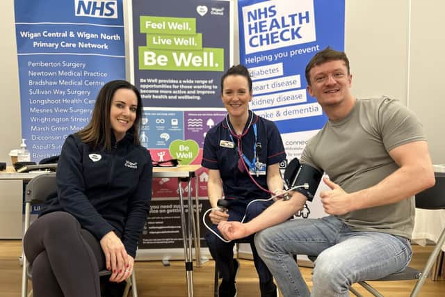 Left to right: Lynsey Johnson (head of wellbeing, Wigan Council), Anne Humphreys (quality nurse manager, Wigan Borough Federated Healthcare), and Councillor Danny Fletcher (Lead member for leisure and public health, Wigan Council).
