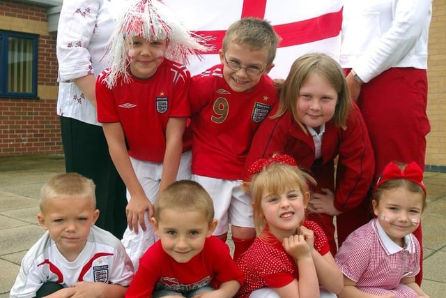 Pupils at Worsley Mesnes Primary School celebrate St George's Day in 2007.