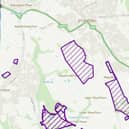 A map that shows some of the areas in Standish that Places For Everyone would protect from development marked in purple