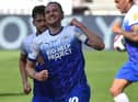 Will Keane celebrates his goal against Bristol City