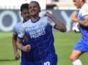 Will Keane celebrates his goal against Bristol City