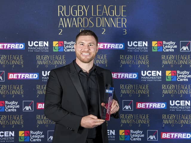 Outstanding Contribution of over 200 Super League appearances awarded to Scott Taylor at the Rugby League Awards Dinner 2023