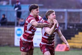 Logan Astley scores against Whitehaven during 2023 pre-season