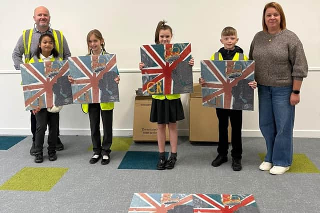 The winning pupils from Beech Hill Primary School, Wigan, at Milliken's manufacturing plant and HQ.  