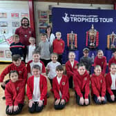 The trophies at Millbrook Primary School in Shevington