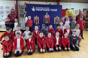 The trophies at Millbrook Primary School in Shevington