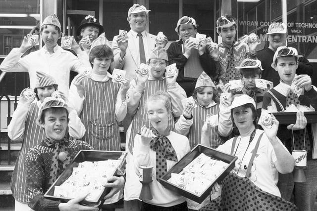 RETRO 1987 - Making cakes at Wigan College for Red Nose Day 1987