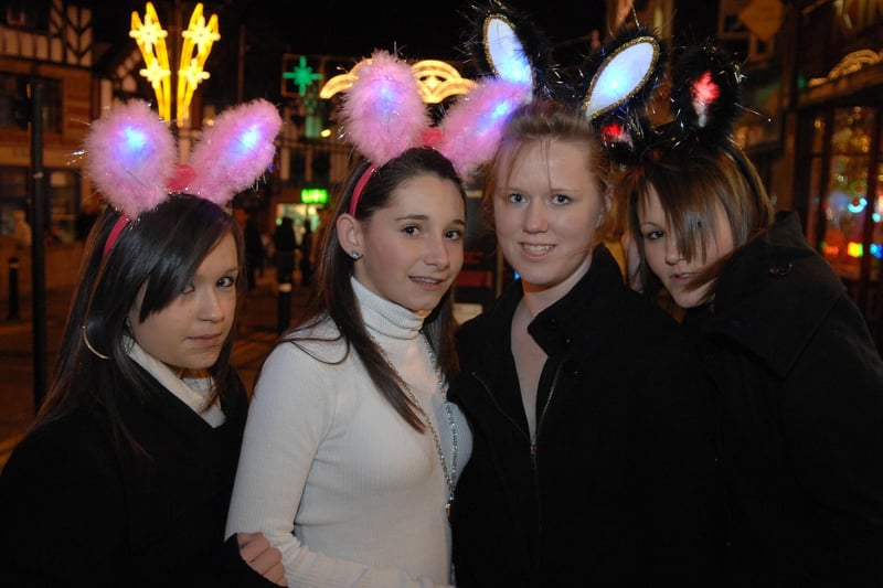 LtR: Becca Unsworth, Charlotte Mayes, Nikita Lee and Jade Boffy at Wigan Christmas Light switch on 2007
