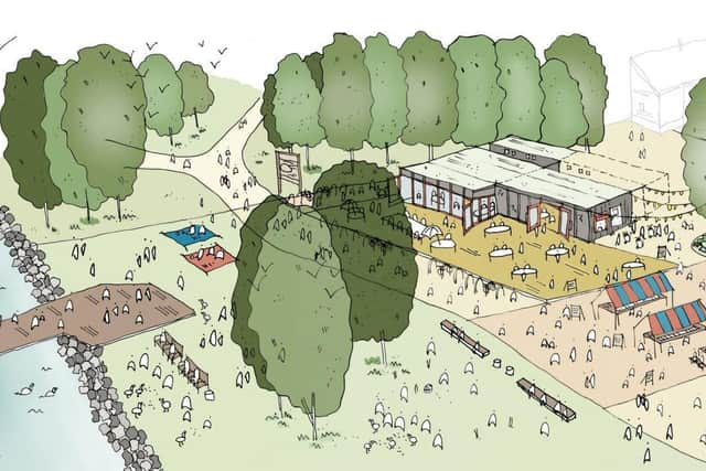 Drawings of what the proposed new visitors centre could look like at Pennington Flash in Leigh