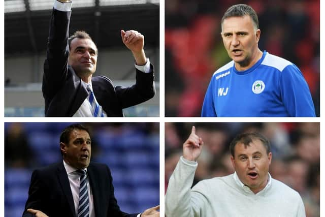 Clockwise from top left Roberto Martinez, Warren Joyce, Paul Jewell and Malky Mackay experienced varying degrees of transfer window success at Latics