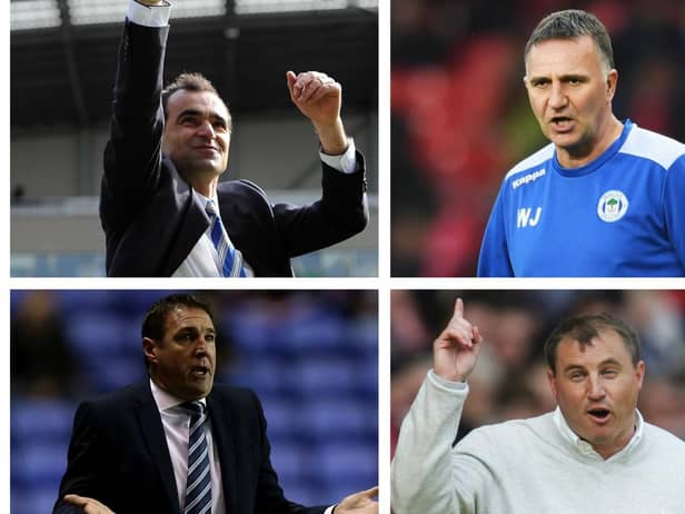 Clockwise from top left Roberto Martinez, Warren Joyce, Paul Jewell and Malky Mackay experienced varying degrees of transfer window success at Latics