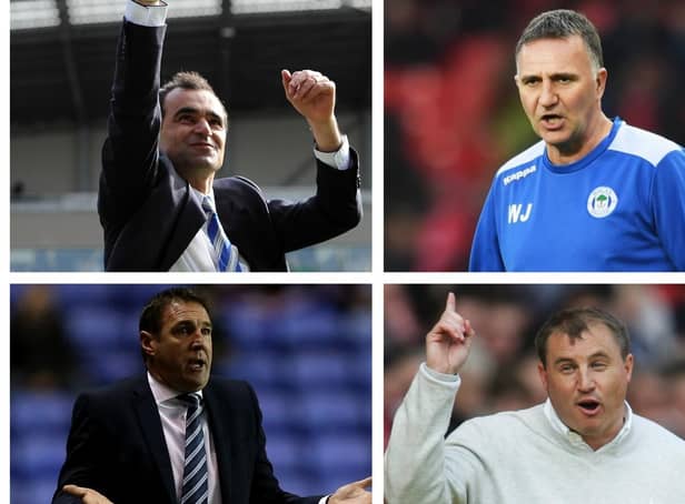 Clockwise from top left Roberto Martinez, Warren Joyce, Paul Jewell and Malky Mackay experienced varying degrees of transfer window success at Latics