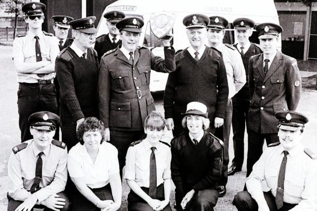 Retro 1987 - Staff at Standish Ambulance Station receive an award in 1987