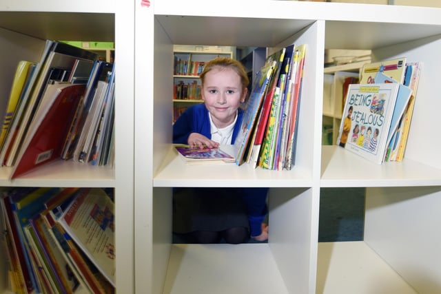 Pupils enjoy their new library at Highfield St Matthew's CE primary school, Wigan.