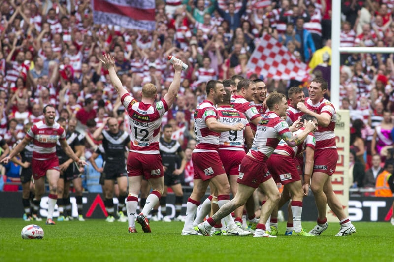 The Warriors lifted the Challenge Cup as part of a double-winning season in 2013. 

Iain Thornley and Sam Tomkins both went over for tries in the 16-0 victory against Hull FC at Wembley.
