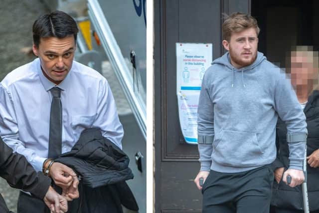 Left: Samson Price Snr being taken into Chester Crown Court on the first day of his trial and right, his victim Patrick Brown