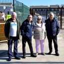 Councillors Chris Ready, second from left, and Ron Conway, right, with Cale Lane residents
